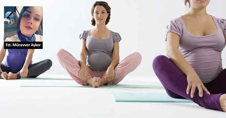 yoga yapan üç gebe kadın